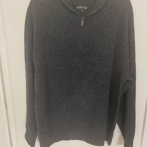 Orvis Men's Charcoal Zip Mock-Neck Sweater
